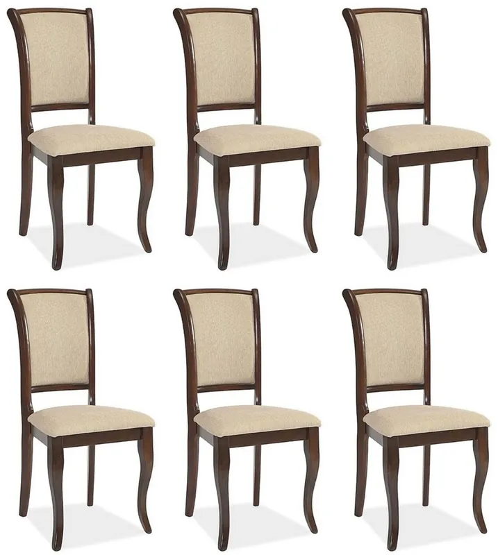 Ausverkauf Casa Padrino Set di 6 Sedie per Sala da Pranzo Art Nouveau Crema / Marrone Scuro 44 x 44 x A. 96 cm - Sedie da Cucina - Mobili per Sala da Pranzo Barocco & Art Nouveau