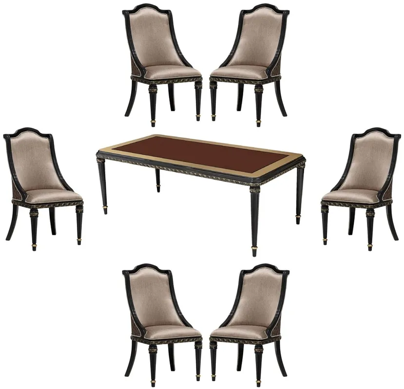 Casa Padrino set da sala da pranzo barocco di lusso argento / marrone / nero / oro - 1 Tavolo da Pranzo Barocco e 6 Sedie da Pranzo Barocco - Mobili per sala da pranzo di lusso in stile barocco Neuheit