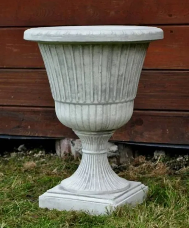 Schneller Versand Casa Padrino vaso di fiori decorativo da giardino barocco grigio Ø 39 x A. 52 cm - Vaso per piante rotondo in stile barocco - Decorazione da giardino barocco - Accessori decorazione barocco