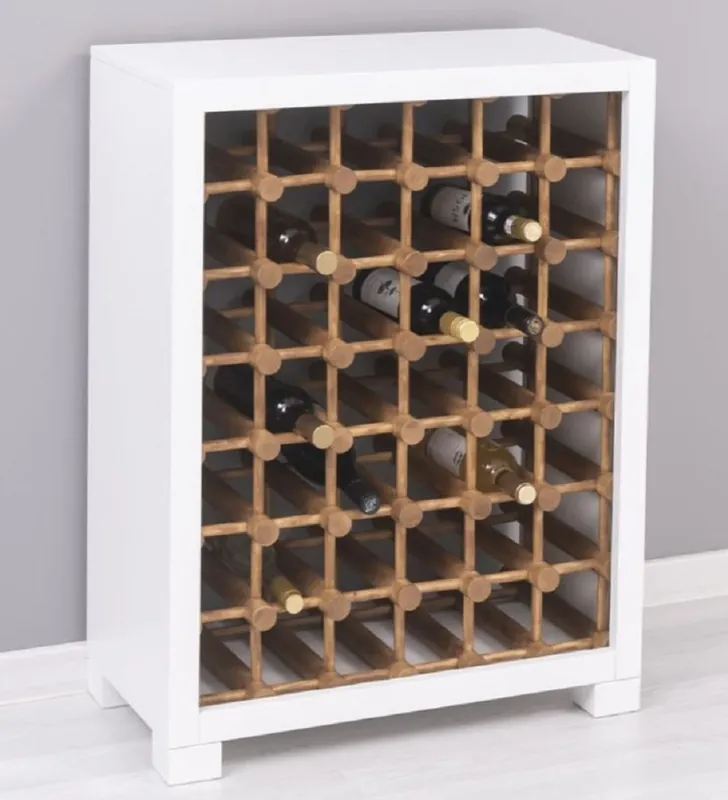 Top-Angebot Casa Padrino armadio del vino in legno massello stile country bianco / naturale 68 x 35 x A. 68 cm - Scaffale del vino in legno massello in stile country - Mobile bar legno massello stile country