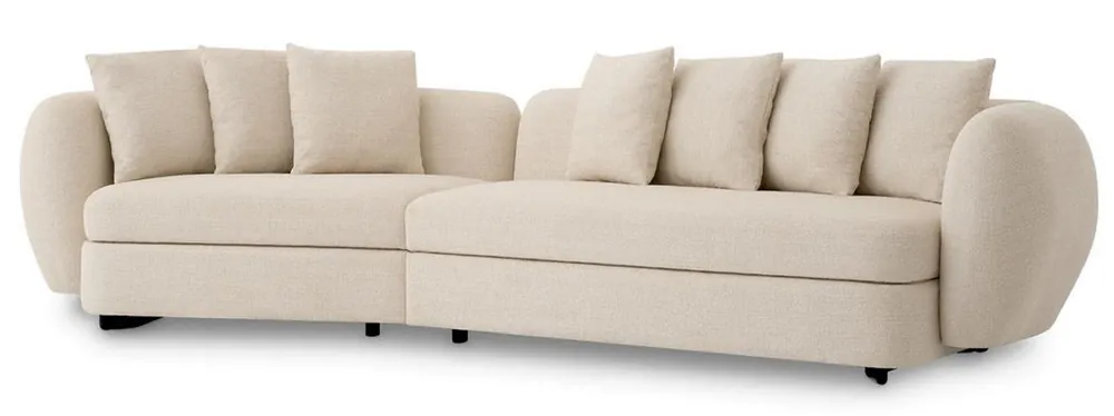 Highlight Casa Padrino divano di lusso beige / nero 314 x 130 x A. 68 cm - Divano da soggiorno curvo - Divano hotel - Mobili soggiorno di lusso - Mobili hotel - Arredamento di soggiorno