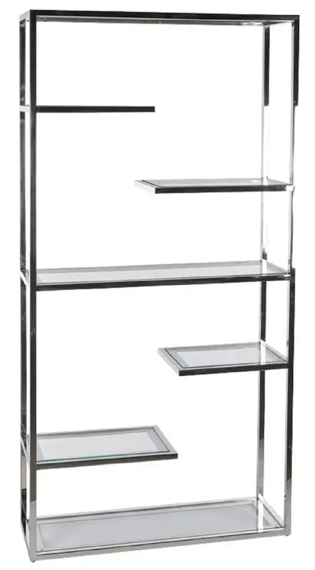 Top-Angebot Casa Padrino armadio scaffale con ripiani in vetro argento 110 x 36 x A. 220 cm - Armadio per libri - Armadio da soggiorno - Armadio ufficio - Mobili soggiorno - Mobili ufficio - Mobili di lusso