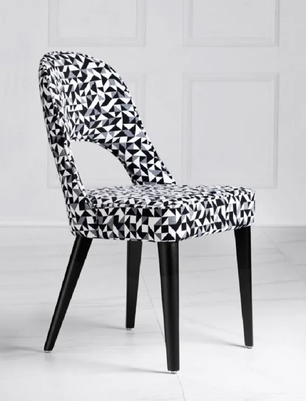 Sale Casa Padrino sedia da pranzo Art Deco di lusso bianco / grigio / nero 49 x 61 x A. 89 cm - Sedia da cucina Art Deco con motivo - Mobili per sala da pranzo - Mobili di lusso - Mobili Art Deco