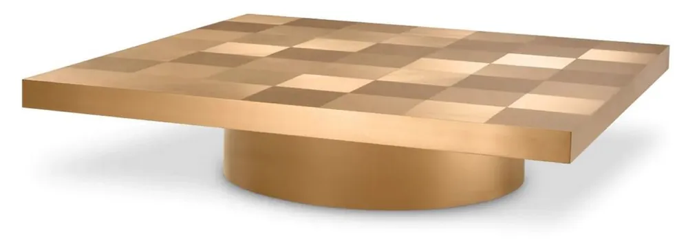 Highlight Casa Padrino tavolo da salotto di lusso ottone 134 x 134 x A. 30 cm - Tavolo da salotto quadrato in acciaio inossidabile - Mobili soggiorno - Mobili in acciaio inox - Mobili di lusso