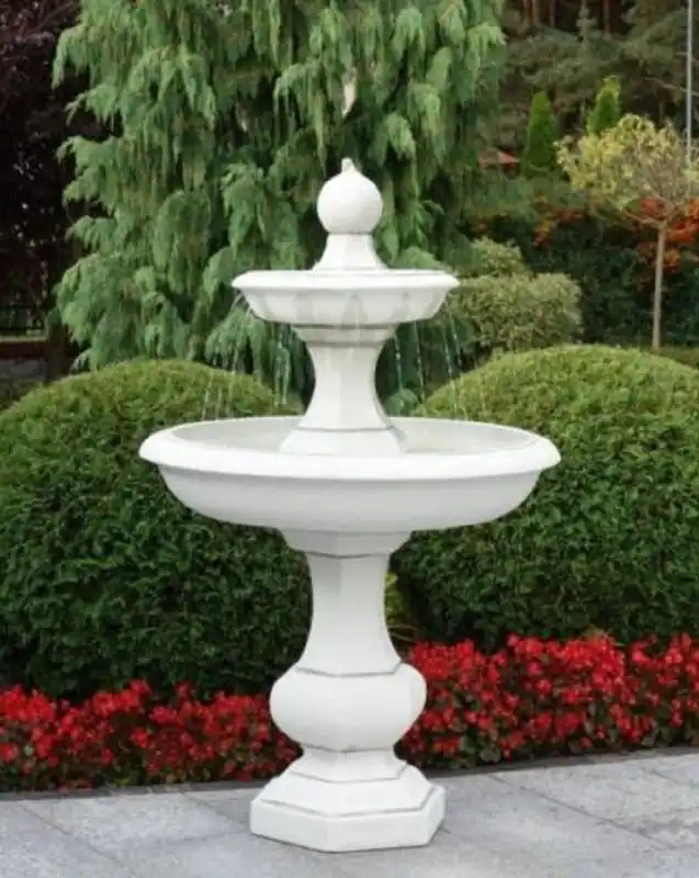 Markenware Casa Padrino fontana barocco bianco Ø 100 x A. 160 cm - Fontana rotonda da giardino in stile barocco - Fontana rotonda da giardino in pietra - Accessori da giardino barocco