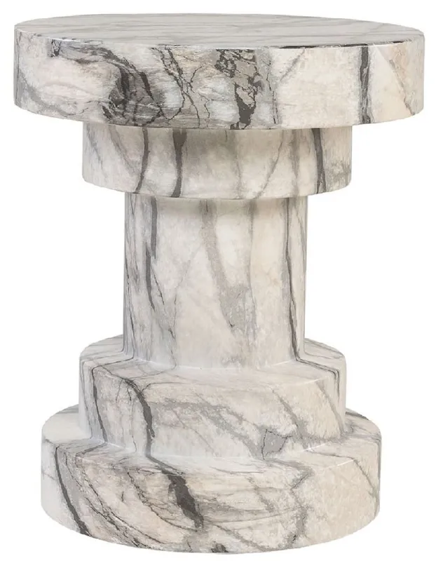 Casa Padrino tavolino / sgabello di lusso in effetto marmo bianco Ø 38 x A. 45 cm - Mobili per soggiorno in effetto marmo - Mobili di lusso - Collezione di lusso Sofort Bestellen