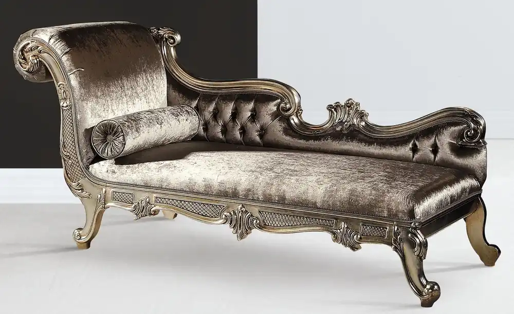 Casa Padrino chaise longue barocco di lusso argento / argento oro - Magnifico recamier in legno massello - Mobile soggiorno di lusso in stile barocco - Qualità di lusso - Fatto in Italia Kracherpreis