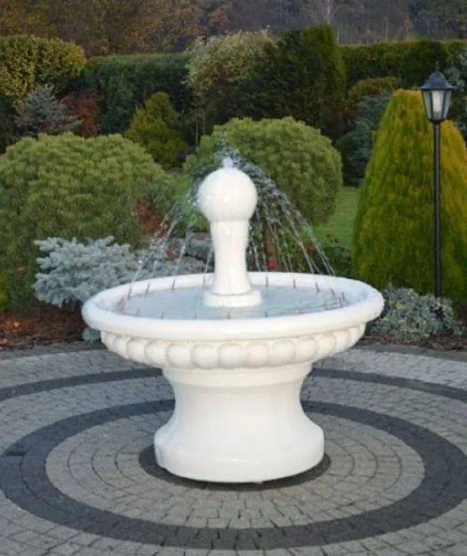 Casa Padrino fontana barocco bianco Ø 120 x A. 129 cm - Magnifica fontana da giardino in stile barocco - Fontana rotonda da giardino in pietra - Accessori da giardino barocco Sofort Bestellen