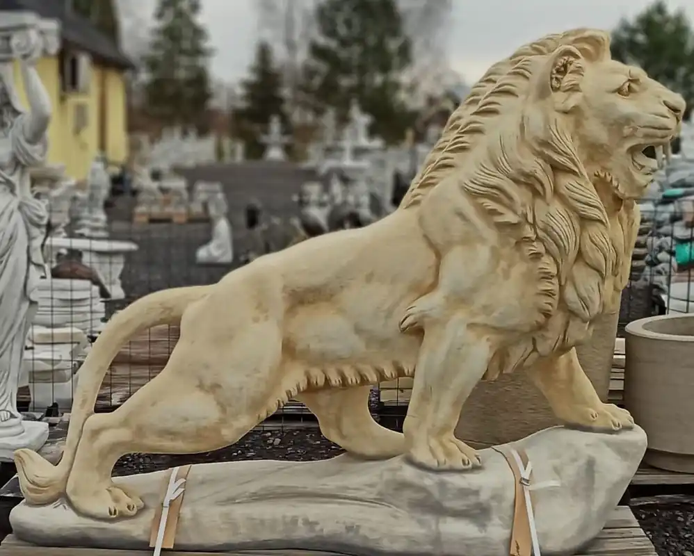 Casa Padrino scultura per la decorazione del giardino barocco XXL leone lato sinistro sabbia / grigio 186 x A. 150 cm - Decorazione da giardino XXL figura - Decorazione di giardini stile barocco Sonderangebot