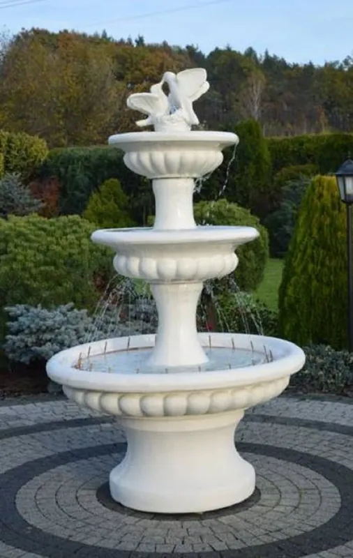 Casa Padrino fontana barocco con 2 colombe decorative bianco Ø 120 x A. 186 cm - Magnifica fontana da giardino in stile barocco - Fontana rotonda da giardino in pietra - Accessori da giardino Billig