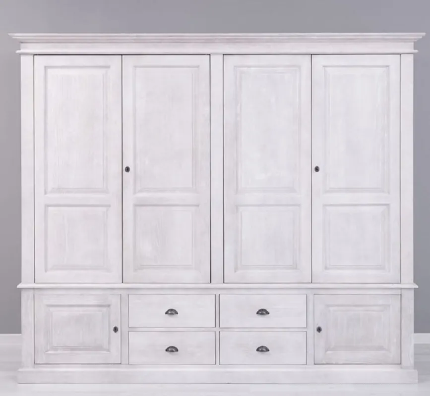 Sonderangebot Casa Padrino armadio per camera da letto stile country grigio chiaro 232 x 59 x A. 197 cm - Armadio in legno massello con 6 ante e 4 cassetti - Mobile per camera da letto in stile country