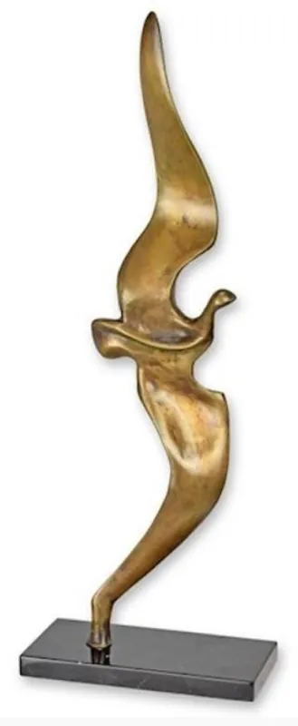 Sichere Zahlung Casa Padrino scultura decorativa in bronzo di lusso uccello bronzo / nero 20 x 12,2 x A. 53,5 cm - Figura decorativa astratta in bronzo con base in marmo - Accessori decorativi di lusso