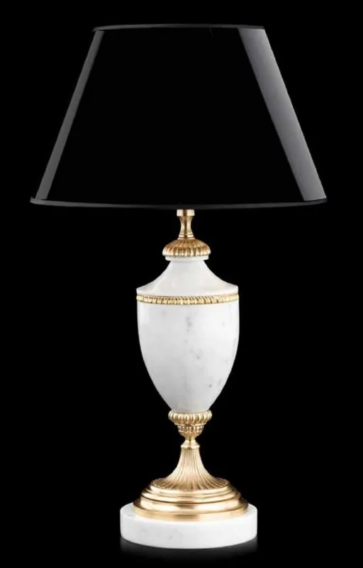 Ausverkauf Casa Padrino lampada da tavolo in marmo barocco di lusso bianco / ottone / nero Ø 35 x A. 60 cm - Magnifica lampada da tavolo in stile barocco - Qualità di lusso - Fatto in Italia