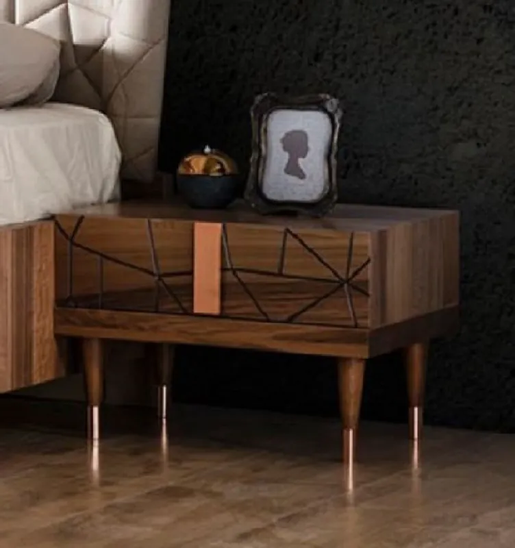 Neue Ware Casa Padrino set di comodino di lusso marrone / rame 60 x 50 x A. 41 cm - Comodini in legno massello con cassetto - Mobili camera - Mobili hotel - Mobili di lusso - Arredamento di lusso