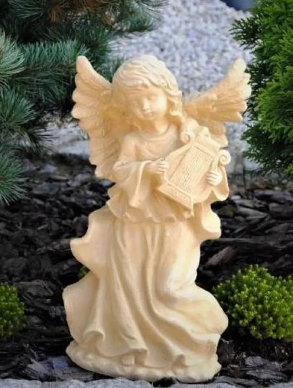 Casa Padrino Scultura Art Nouveau del Giardino Angelo Beige 22 x 15 x A. 39 cm - Elegante Figura da Giardino in Pietra - Accessori Decorativi da Giardino Barocco e Art Nouveau Begrenztes Angebot