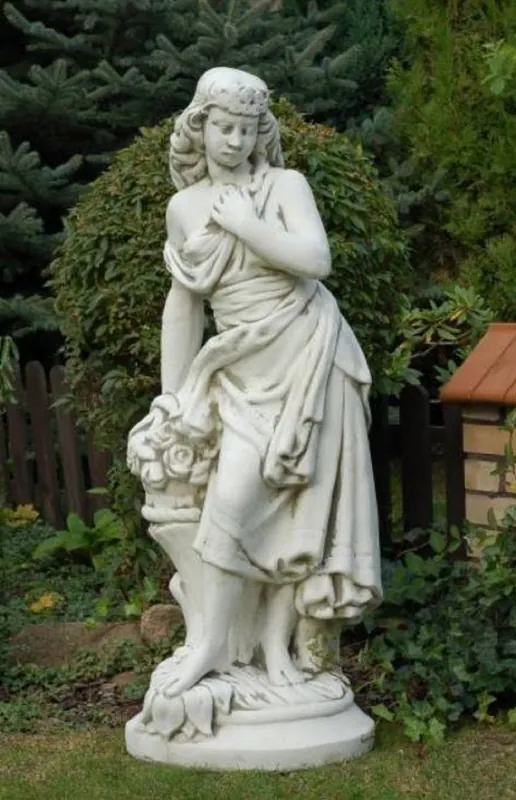 Sonderaktion Casa Padrino Scultura Art Nouveau del Giardino Signora Grigio A. 132 cm - Elegante Figura da Giardino in Pietra - Accessori Decorativi da Giardino Barocco e Art Nouveau