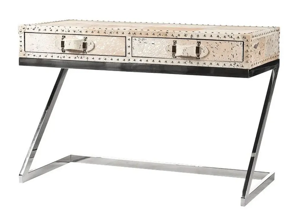 Casa Padrino scrivania di lusso con 2 cassetti pelliccia / argento 110 x 50 x H75 / metallo - Segretario Jetzt Bestellen