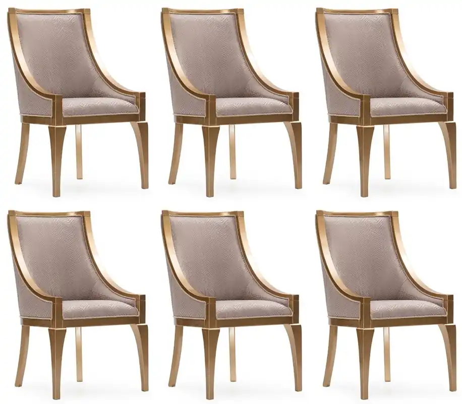 Casa Padrino set di 6 sedie da pranzo barocco di lusso grigio / oro - Sedie da cucina barocco - Magnifici mobili per sala da pranzo di lusso in stile barocco - Mobili per sala da pranzo barocchi Neuheit