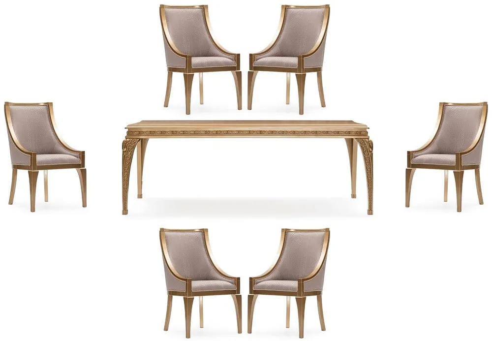 Casa Padrino set da sala da pranzo barocco di lusso grigio / oro - 1 Tavolo da Pranzo Barocco e 6 Sedie da Pranzo Barocco - Mobili per sala da pranzo di lusso in stile barocco Rabatt