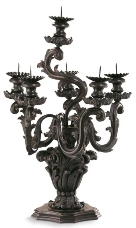 Casa Padrino portacandele barocco di lusso nero antico Ø 35 x A. 51 cm - Magnifico portacandele in stile barocco - Accessori decorativi di lusso in stile barocco - Fatto in Italia Finale Aktion