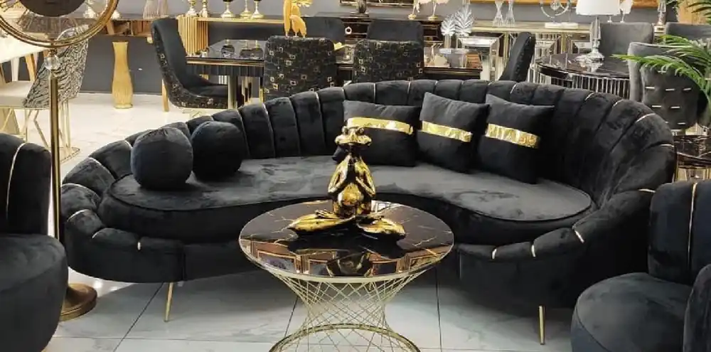 Casa Padrino divano lusso nero / oro 250 x 70 x A. 80 cm - Divano da soggiorno - Divano per hotel - Mobili da soggiorno - Mobili per hotel - Arredamento di lusso - Arredamento da soggiorno Jetzt Bestellen