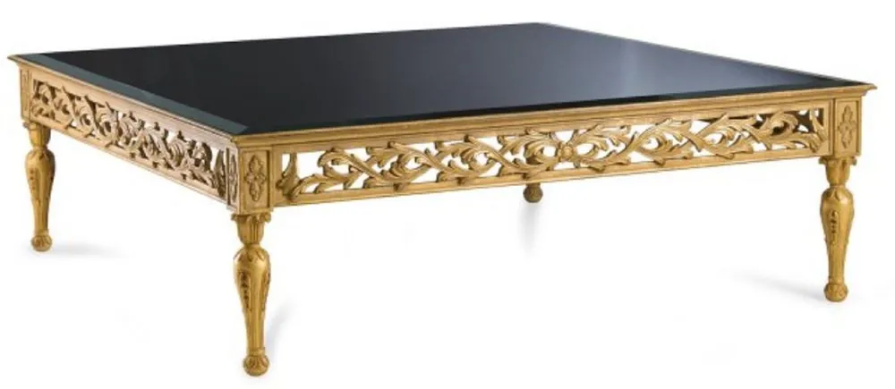 Bestseller Casa Padrino tavolo da salotto barocco di lusso con lastra di vetro oro antico / nero - Tavolo da soggiorno quadrato in stile barocco - Mobili Barocchi - Qualità di lusso - Fatto in Italia