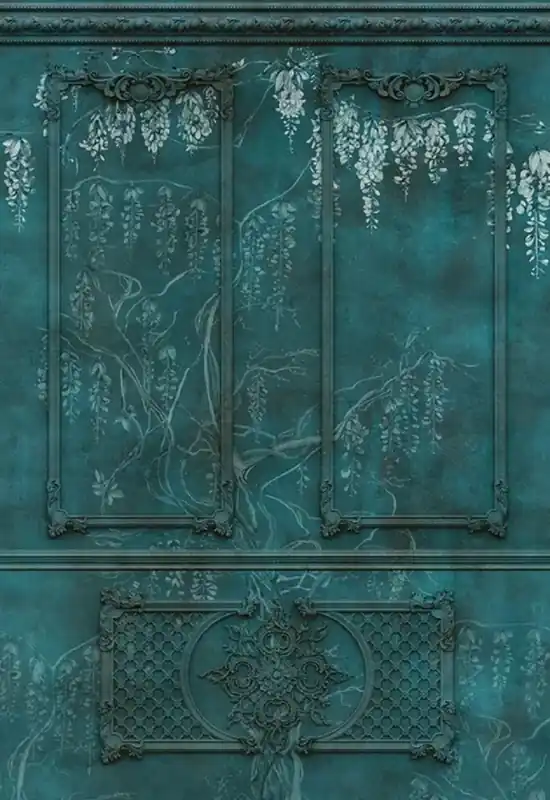 Casa Padrino carta da parati in tessuto non tessuto barocco di lusso verde antico / bianco - Carta da parati per soggiorno in stile barocco con motivo stucchi elegante Preisreduziert