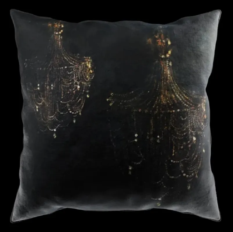 Casa Padrino cuscino decorativo barocco di lusso lampadario nero / oro 43 x 43 cm - Cuscino in velluto stampato - Accessori decorativi barocchi Bestpreis