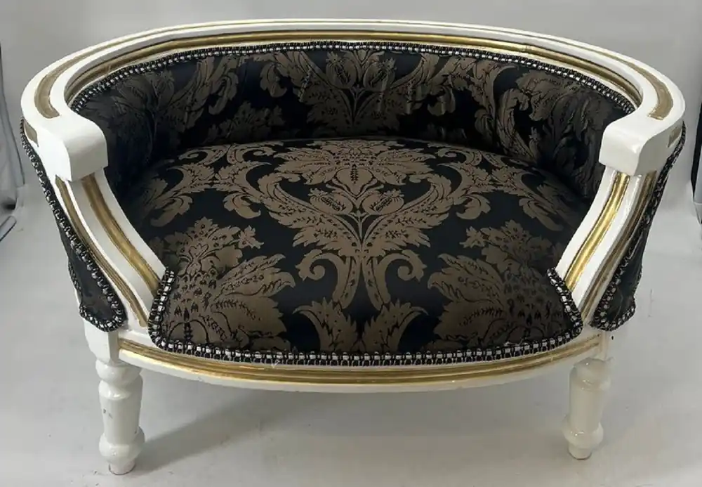 Begrenztes Angebot Casa Padrino letto barocco per cani e gatti nero motivo / bianco / oro - Divano fatto a mano per cani e gatti barocco - Mobili barocchi per cani e gatti - Mobili barocchi per animali domestici