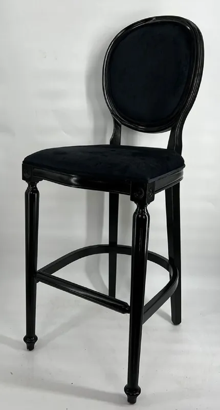 Casa Padrino sedia da bar barocco nero - Sgabello da bar in legno massello fatto a mano con velluto pregiato - Mobili da bar barocchi - Nobile e Magnifico Heißes Angebot