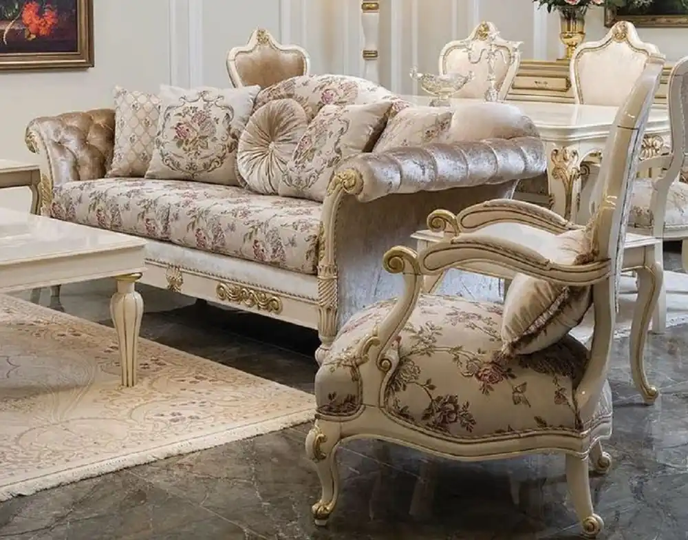 Casa Padrino set da soggiorno barocco di lusso crema / rosa / bianco / oro - 2 Divani e 2 Poltrone - Mobili da soggiorno barocco - Nobile e Magnifico Neu Im Sortiment