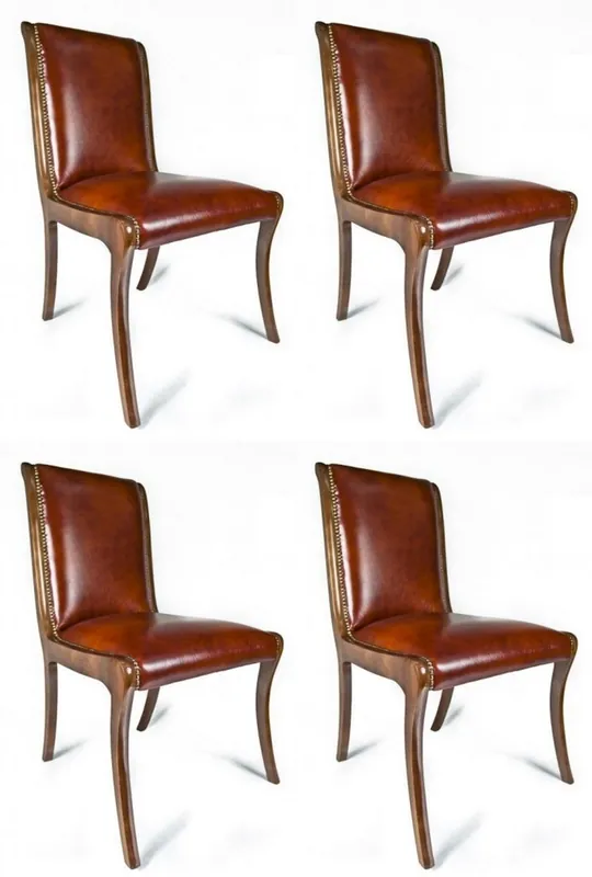 Nur Für Kurze Zeit Casa Padrino set di 4 sedie da pranzo di lusso in pelle marrone 50 x 47 x A. 95 cm - Sedie da cucina in vera pelle - Mobili in vera pelle - Mobili di lusso
