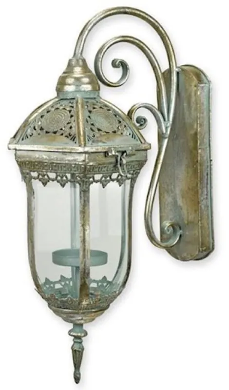 Casa Padrino lanterna da parete per esterni barocco argento antico 16,5 x 26,6 x A. 45,4 cm - Lanterna da esterno barocco - Lanterna da giardino in stile barocco - Illuminazione da esterno barocco Ausverkauf