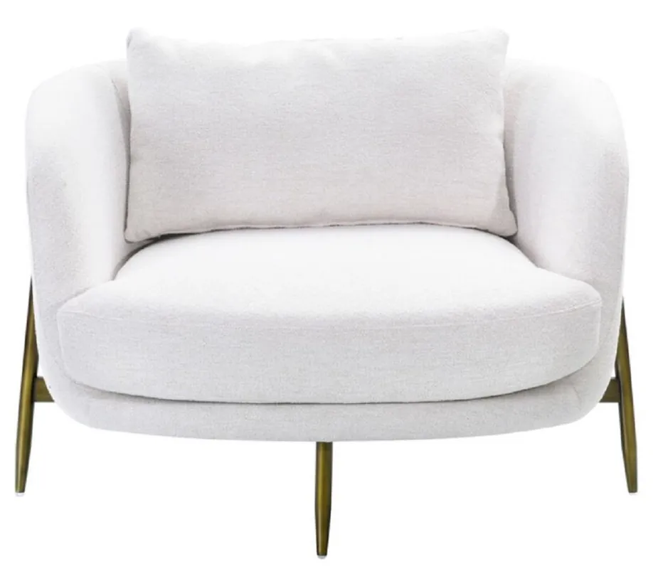 Casa Padrino poltrona di lusso bianco / bronzo antico 100,5 x 80 x A. 67 cm - Poltrona soggiorno - Poltrona hotel - Mobile soggiorno - Mobile hotel - Mobile di lusso - Arredamento di lusso Top-Seller