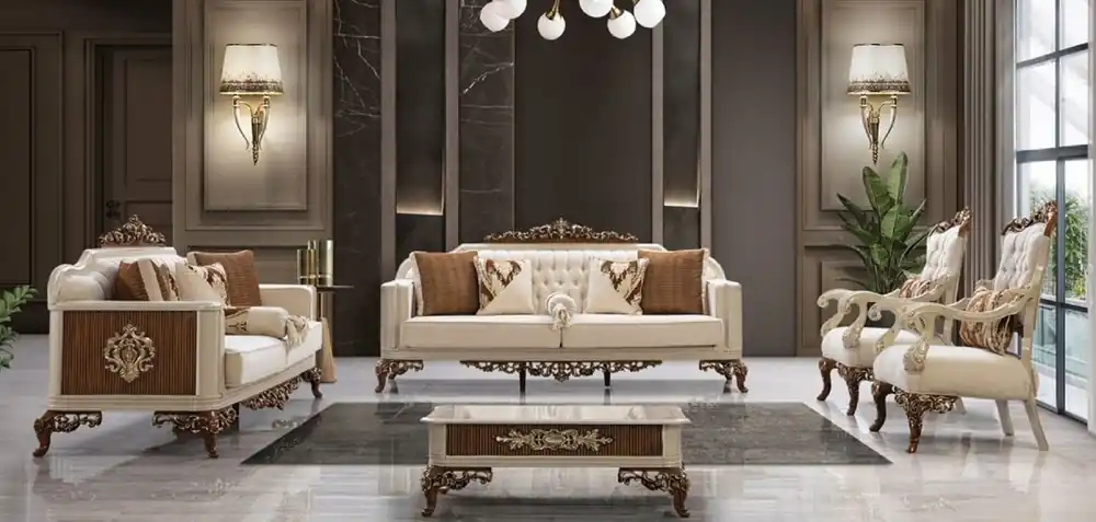 Casa Padrino set da soggiorno barocco di lusso beige / grigio / marrone / oro - 2 Divani e 2 Poltrone e 1 Tavolo da Salotto - Mobili da soggiorno barocco - Nobile e Magnifico Schnäppchen
