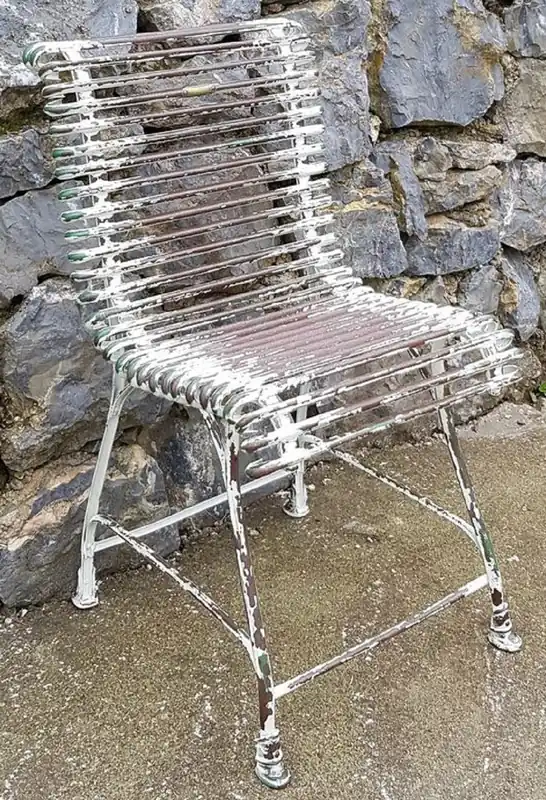 Casa Padrino sedia da giardino Art Nouveau bianco antico / marrone / verde 44 x 50 cm - Sedia in ferro battuto fatta a mano - Mobili in ferro battuto da giardino e patio nostalgici Sonderangebot