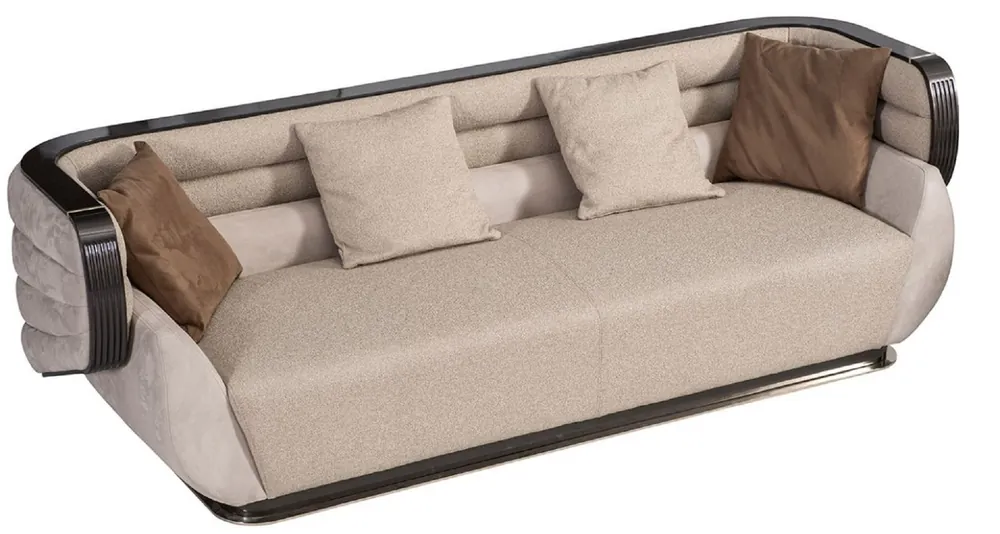 Direktkauf Casa Padrino divano di lusso crema / grigio / nero / oro 275 x 95 x A. 80 cm - Divano soggiorno - Divano hotel - Mobile soggiorno - Arredi soggiorno - Mobile hotel - Mobile di lusso