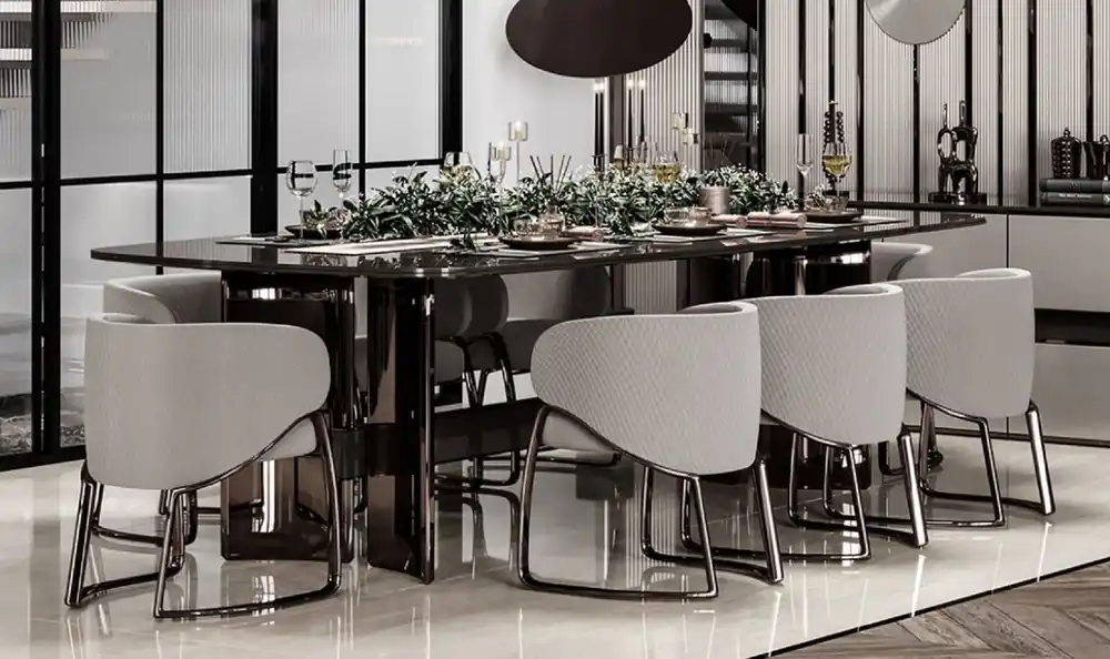 Casa Padrino set da pranzo di lusso grigio / bronzo - 1 Tavolo da Pranzo di Lusso e 8 Sedie da Pranzo di Lusso con Braccioli - Mobili per sala da pranzo - Mobili di lusso Saisonangebot