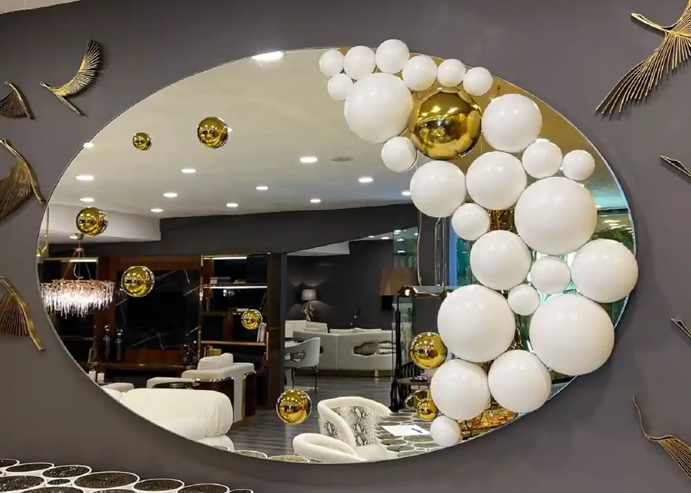 Casa Padrino specchio di design di lusso bianco / oro 190 x A. 120 cm - Specchio da parete ovale - Specchio per guardaroba - Mobili di lusso - Mobili per hotel - Mobili di design Sonderangebot