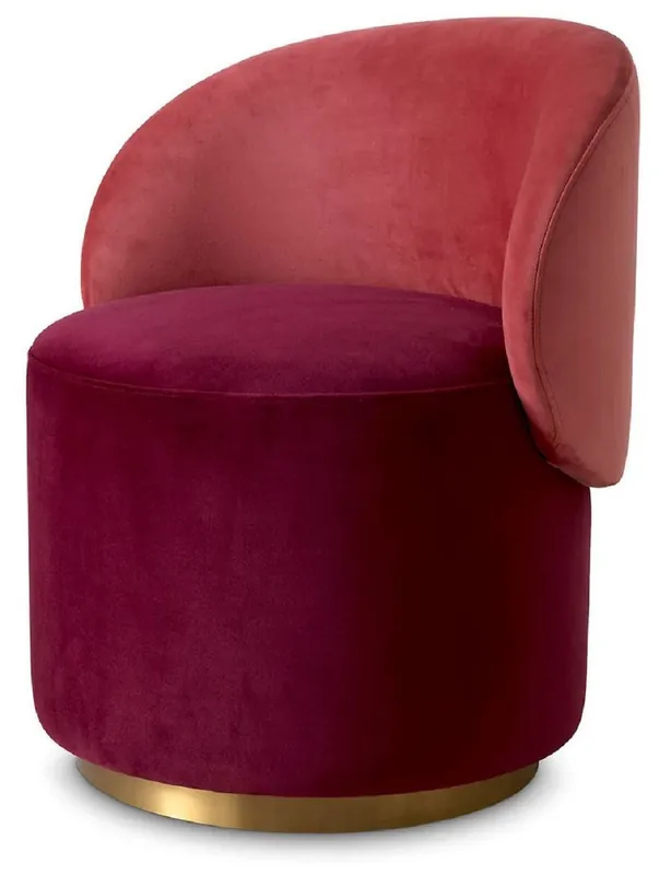 Casa Padrino sedia da pranzo di lusso in velluto bordeaux rosso / rosso / ottone 60 x 55 x A. 73,5 cm - Sedia girevole con elegante tessuto in velluto - Mobili per sala da pranzo - Mobili di lusso Preiswert