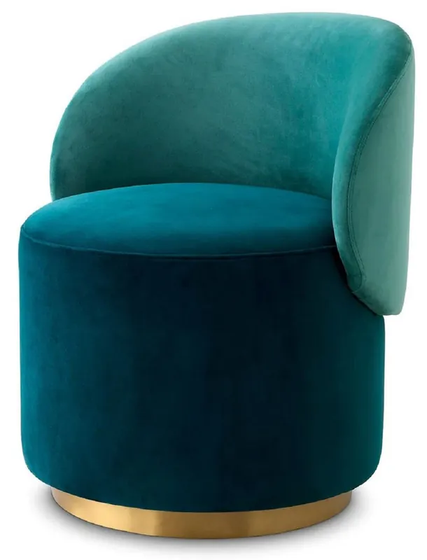 Preiswert Casa Padrino sedia da pranzo di lusso in velluto verde / turchese / ottone 60 x 55 x A. 73,5 cm - Sedia girevole con elegante tessuto in velluto - Mobili per sala da pranzo - Mobili di lusso
