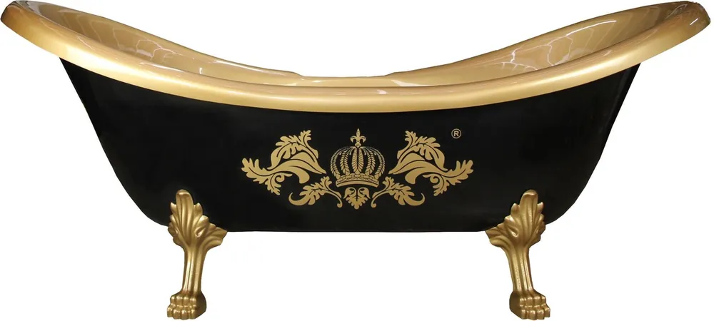 Pompöös by Casa Padrino Luxury Bathtub Deluxe de Harald Glööckler Black / Gold / Gold 2020mm con patas de león dorado Preis Gesenkt