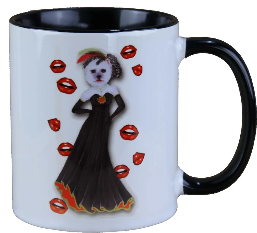 Harald Glööckler Pompöös cup dog con vestido de noche negro - diseñado por Harald Glööckler Expressversand