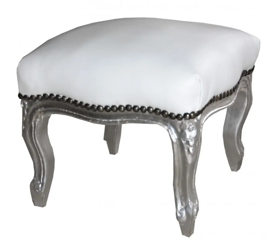 Sonderangebot Casa Padrino barroco taburete blanco / plata