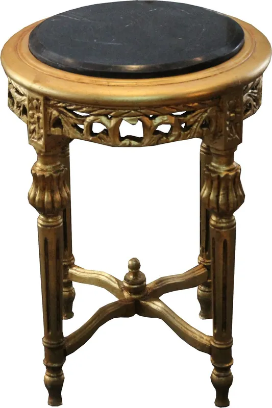 Preiswert Mesita barroca Casa Padrino Redonda Oro / Negro con tapa de mármol 37 cm x H. 53 cm estilo antiguo