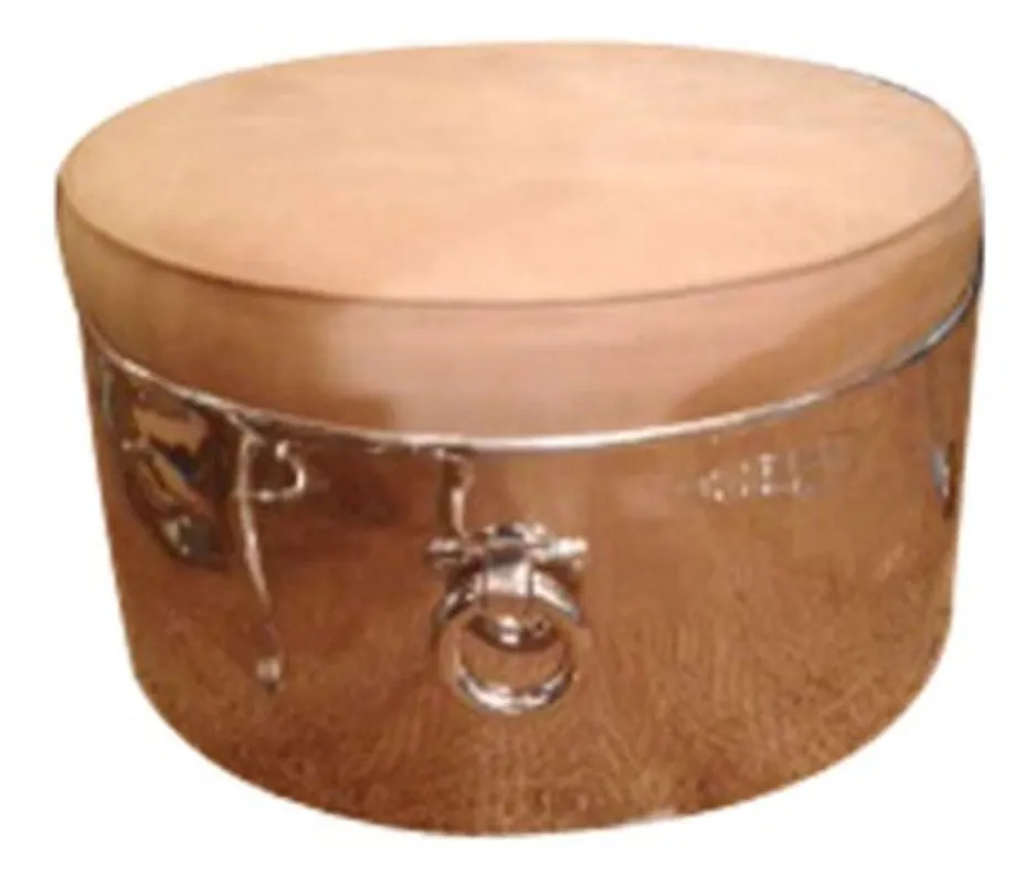 Casa Padrino taburete de lujo marrón claro / plateado Ø 83 x H. 41 cm - Taburete Redondo de Lujo Aktuell