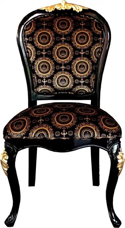 Heißes Angebot Pompöös by Casa Padrino Luxury Dining Barroque Chair Black / Gold with Crown - Pompööser Baroque Chair diseñada por Harald Glööckler