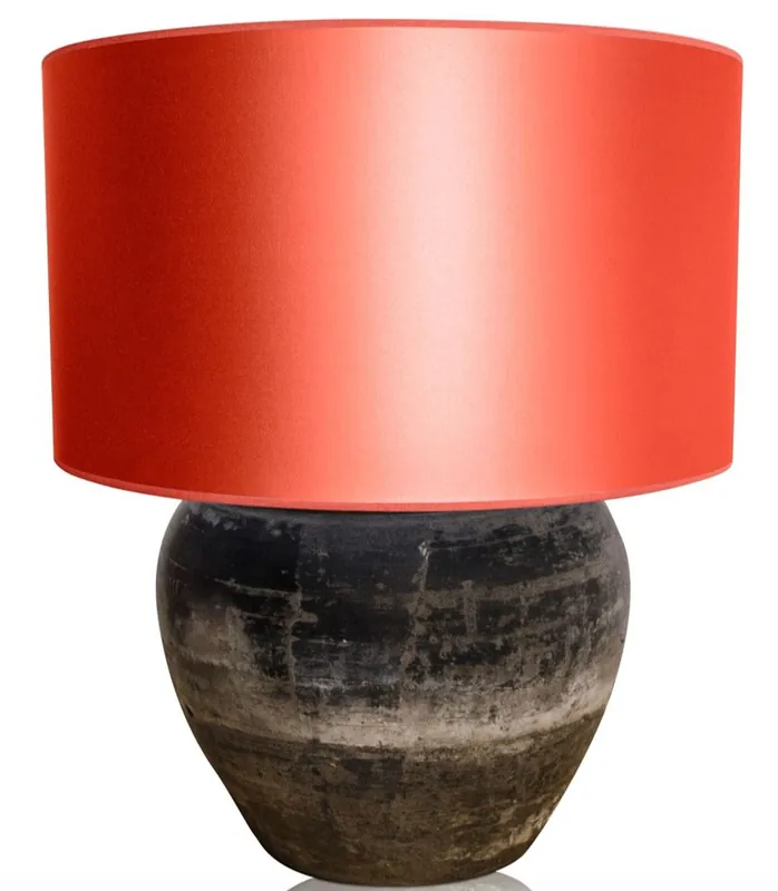 Casa Padrino lámpara de mesa de terracota de lujo gris / naranja Ø 60 x H. 72 cm - Muebles de Lujo Preisknaller