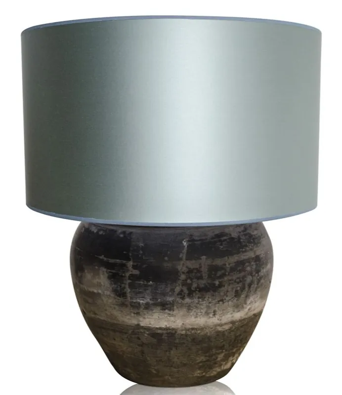 Mega-Angebot Casa Padrino lámpara de mesa de terracota de lujo gris / azul claro Ø 60 x H. 72 cm - Muebles de Lujo