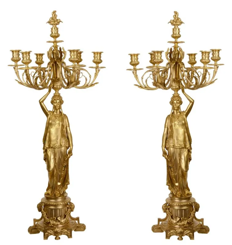 Top-Seller Casa Padrino Juego de Candelabro barroco Oro 37,5 x 32,5 x H. 86 cm - Elegante y Suntuoso